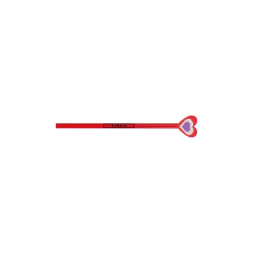 Rood houten potlood met hartvormig uiteinde.