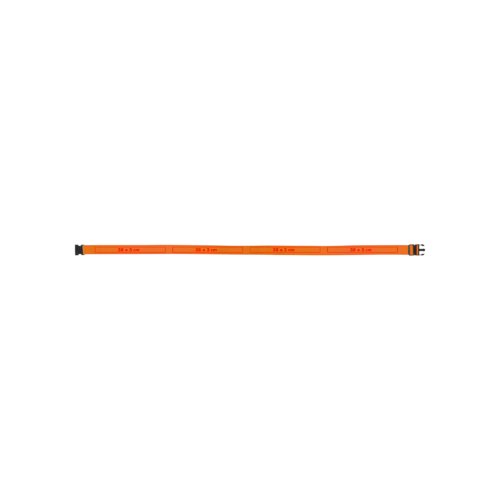 Oranje, verstelbare kofferriem met gesp.