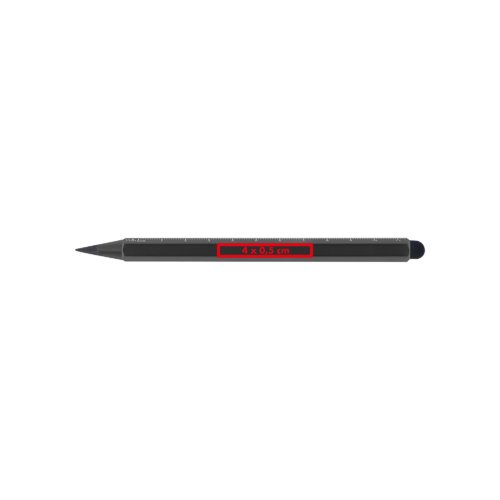 Zwarte, inktloze pen met afgerond uiteinde.