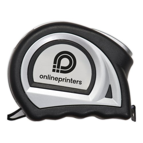 Stalen meetlint met behuizing en intrekmechanisme.