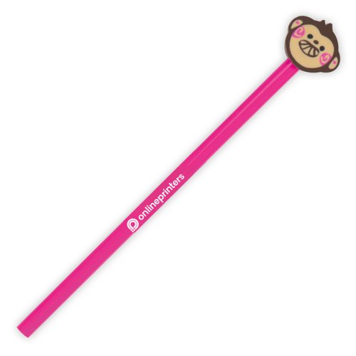 Roze houten potlood met gum.