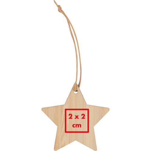 Houten ster hanger met koord om op te hangen.