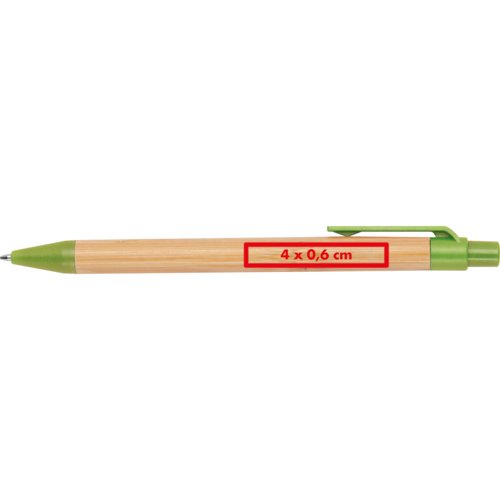Tweekleurige bamboe balpen met clip.