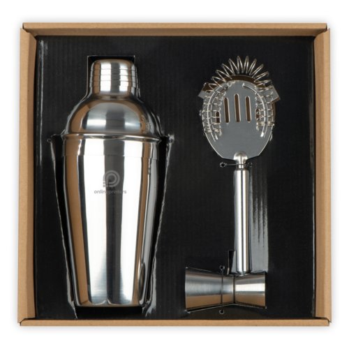 Grijze metalen cocktailset, 3-delig.