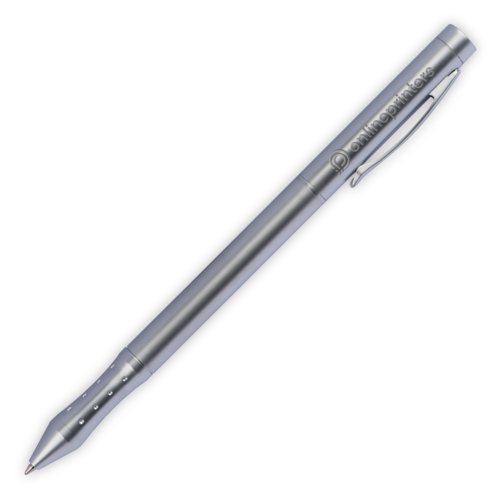 Zilverkleurige metalen laserpointer met clip.