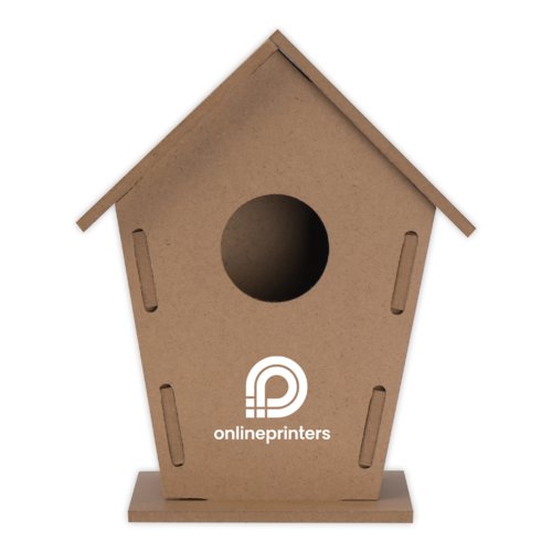 Beige DIY houten vogelhuis om zelf te ontwerpen.
