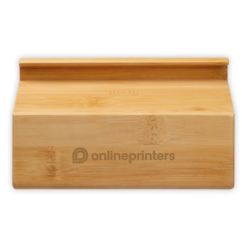 Beige bamboe inductieluidspreker met uitsparing.