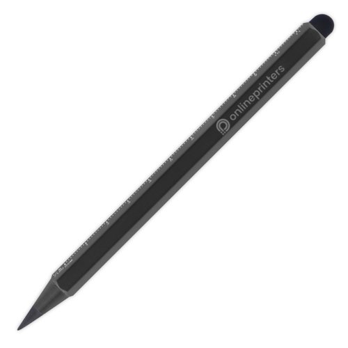 Zwart grafiet potlood met gum en touchpen functie.