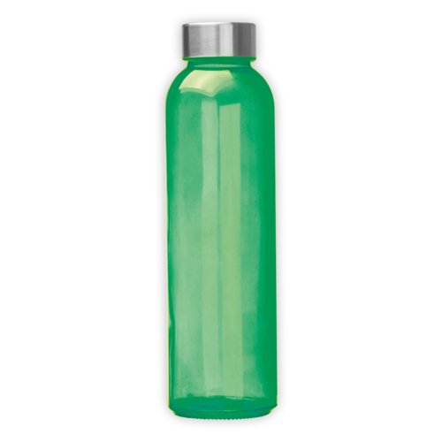 Groene glazen fles met schroefdop.
