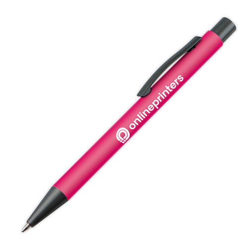 Roze plastic balpen met clip.
