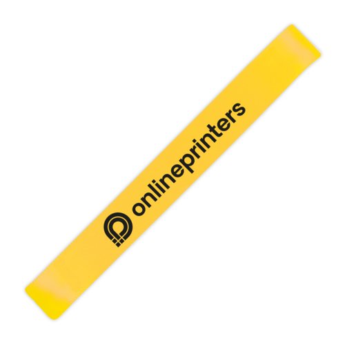 Gele stoffen polsband voor evenementen met patroon.