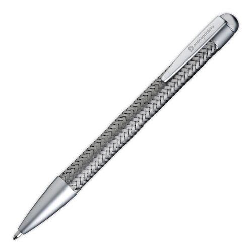 Zilverkleurige metalen balpen met clip en drukknop.