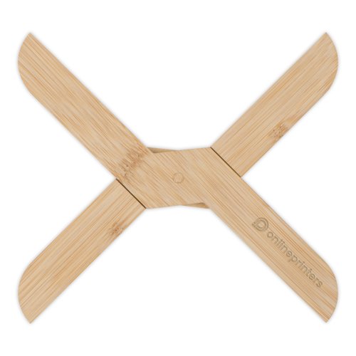 Beige bamboe onderzetter, opvouwbaar.