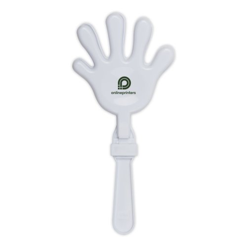 Witte klaphand met handvat.