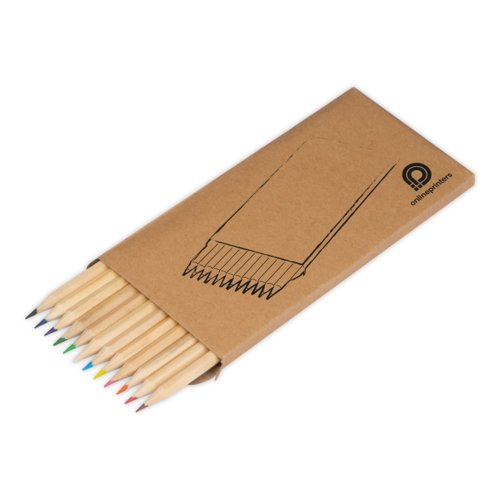 Houten kleurpotlodenset, 12 stuks in kartonnen etui.