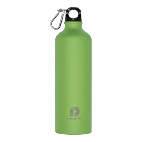 Appelgroene metalen waterfles met karabijnhaak.