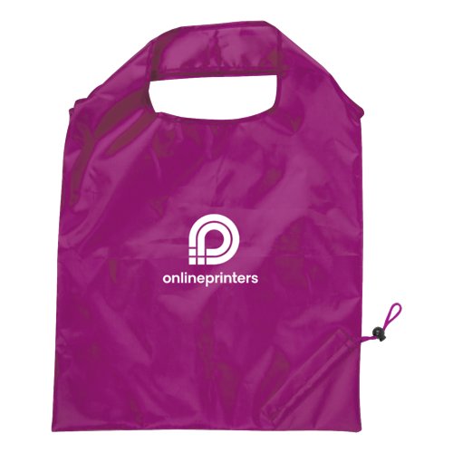 Paarse tas van nylon met trekkoord.