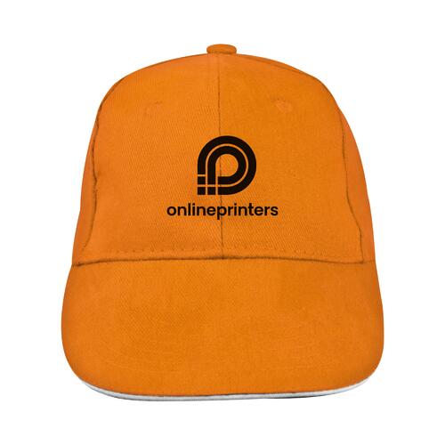 Oranje stoffen 6-panel baseballpet met verstevigde voorkant.