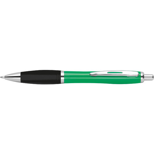 Groene ABS balpen met clip en drukknop.