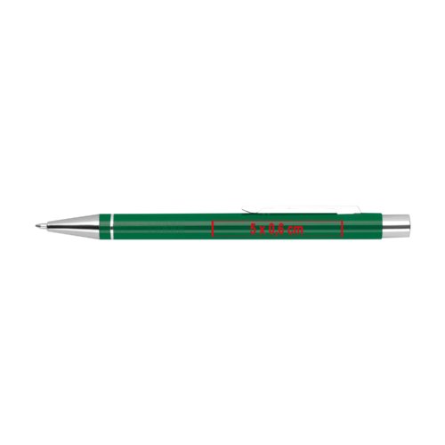 Groene gelpen met clip en drukmechanisme.