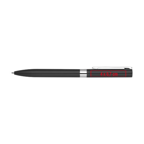 Zwarte gelpen met dop en metalen elementen.