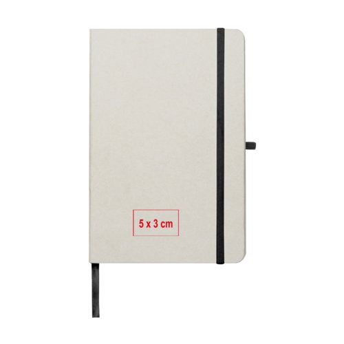 Licht gerecycled notitieboek met elastische sluiting.