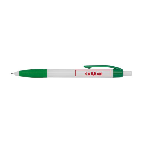 Plastic balpen met clip en drukknop.