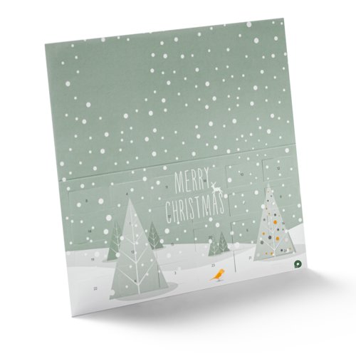 Groene papieren vouw adventskalender.