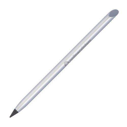 Grijs, inktloos metalen schrijfinstrument met afgeronde punt.