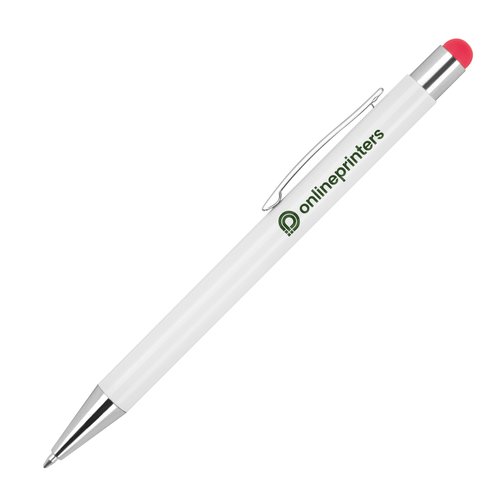 Rode metalen balpen met touch pen functie en clip.