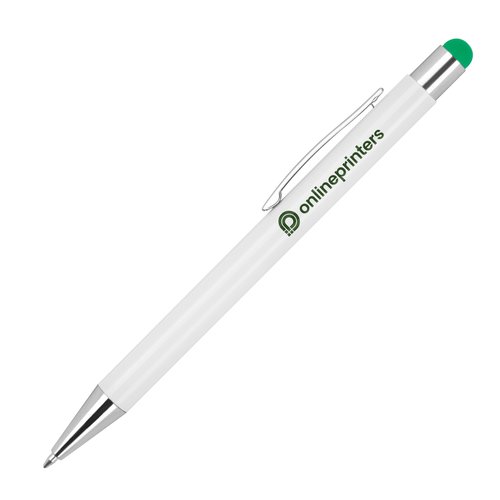 Groene balpen met touchpen functie en clip.