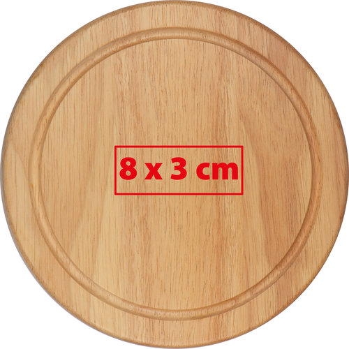 Licht houten kaasplank met groef rondom.