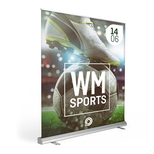 Roll-up display met uittrekbare standaard.