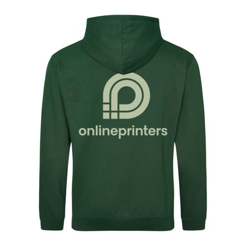 Donkergroene hoodie van katoenmix met capuchon en trekkoord.