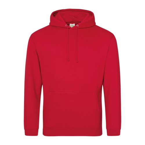 Rode hoodie van katoenmix met capuchon en kangoeroezak.