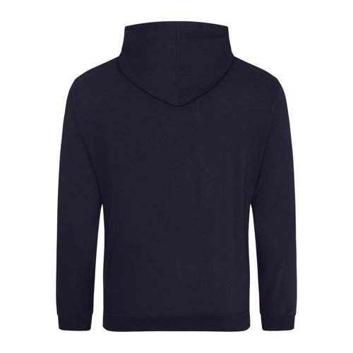 Marineblauwe hoodie van katoenmix met capuchon en trekkoord.