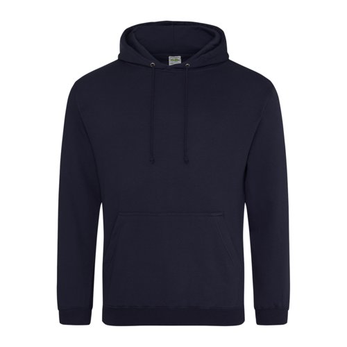 Marineblauwe katoenmix hoodie met capuchon en kangoeroezak.