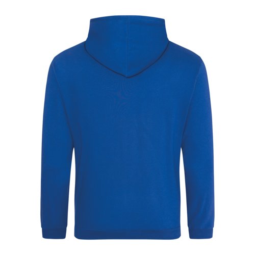 Koningsblauwe unisex hoodie van katoenmix met capuchon.