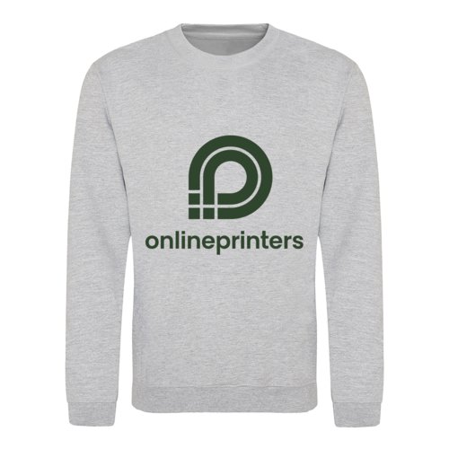 Grijs gemleerd unisex sweatshirt van katoenmix met ronde hals.