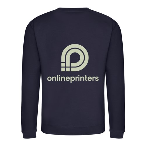 Marineblauwe unisex sweater van katoenmix met lange mouwen.