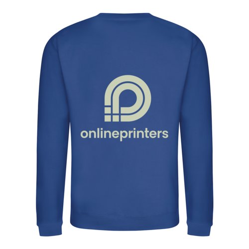 Koningsblauwe unisex sweater van katoenmix met lange mouwen.