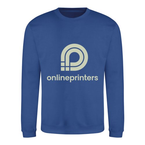 Koningsblauwe unisex-sweatshirt van katoenmix met lange mouwen.