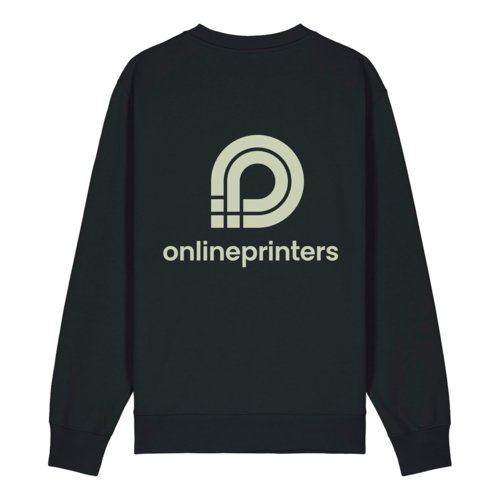 Zwart unisex sweatshirt van biologisch katoen met ronde hals.