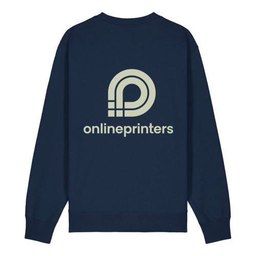 Marineblauw biologisch katoenen sweatshirt, unisex.