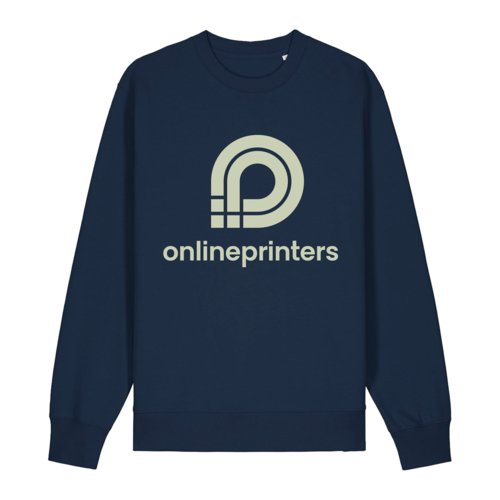 Marineblauwe unisex sweater van biologisch katoen met ronde hals.