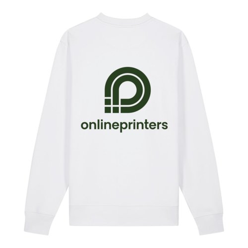 Wit unisex sweatshirt van biologisch katoen met ronde hals.