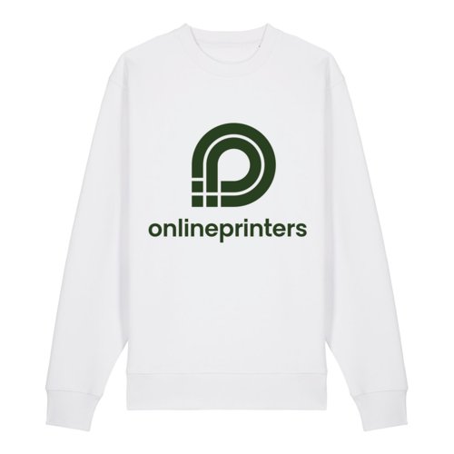Wit sweatshirt van biologisch katoen met een unisex pasvorm.