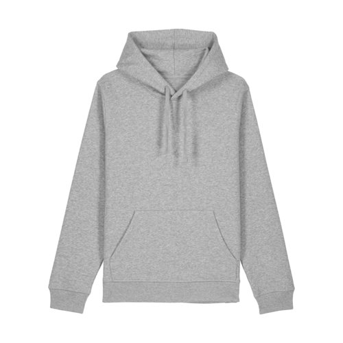 Grijze gemleerde hoodie van katoenmix met capuchon en kangoeroezak.