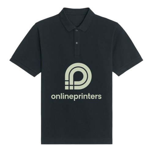 Donker katoenen poloshirt in unisex model met knoopsluiting.