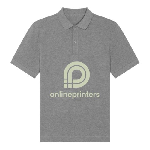 Grijs gemleerd biologisch katoenen poloshirt met knoopsluiting.